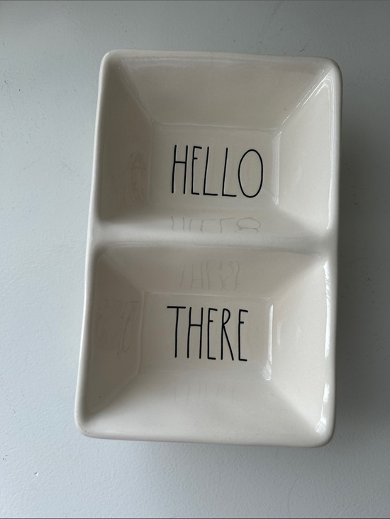 Rae Dunn Other - Rae Dunn Cream "HELLO" "THERE" Divided Serving Dish